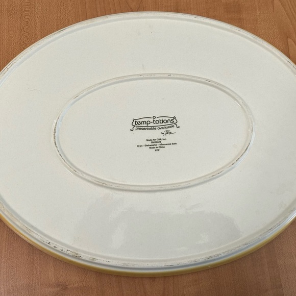 temptations bakeware presentable ovenware old world yellow Tara oval platter - Picture 2 of 6